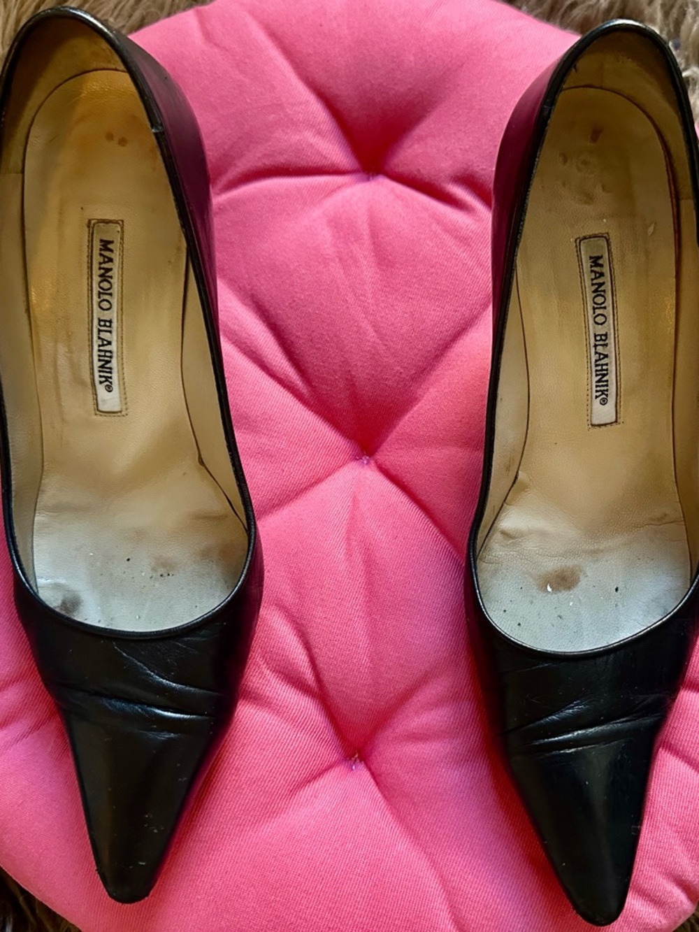 Manolo Blahnik Vintage BB Pumps Y2K Carolyn Bessette-Kennedy Style Black Size 38
